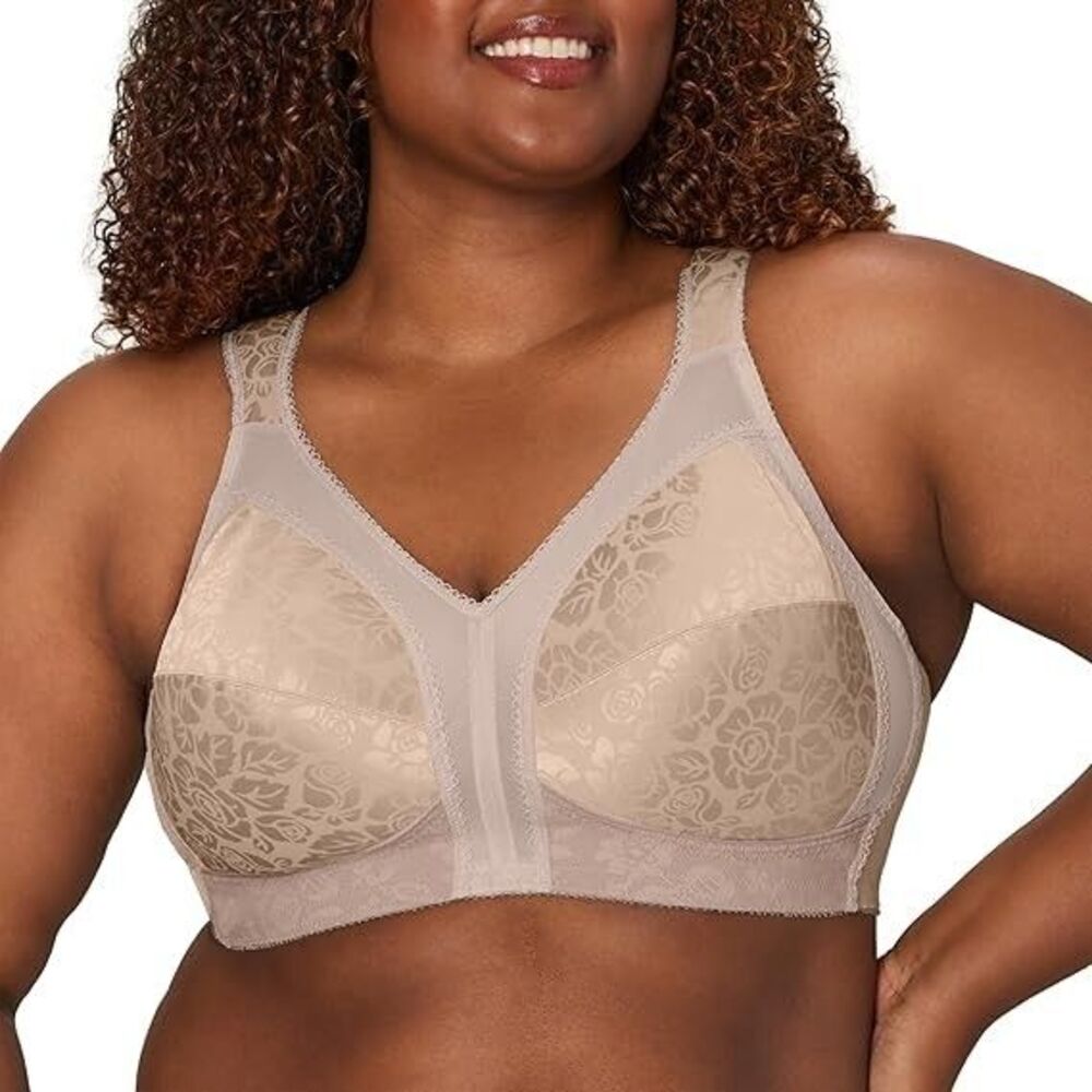 Full Coverage Wireless Support Bra Smoothing Comfort Plus Size Toffee